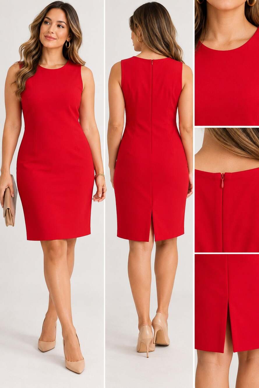 J.Jill Red Sleeveless Sheath Dress Stretch Classic Size 6